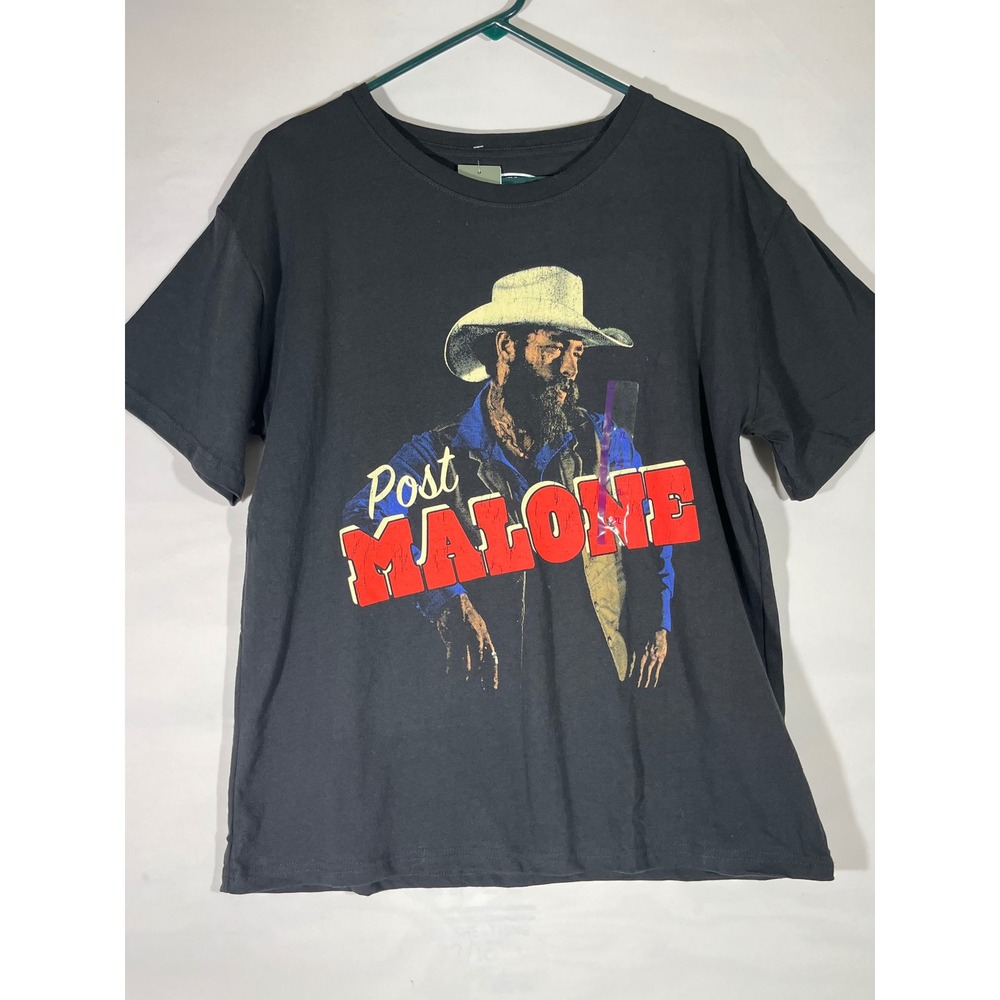 Post Malone Posty Co Graphic T-Shirt Mens‎ XL Black Cowboy Hat Western Festival
